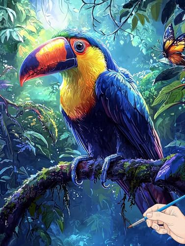 Malen Nach Zahlen Erwachsene Tier Malen Nach Zahlen Kinder ab 10 Vogel Set Basteln Erwachsene Paint by Numbers Adult Acrylfarbe Ölgemälde Bastelset Herbstdeko Geschenke Deko Wohnzimmer 60x80cm J-81 von Jaeixouu
