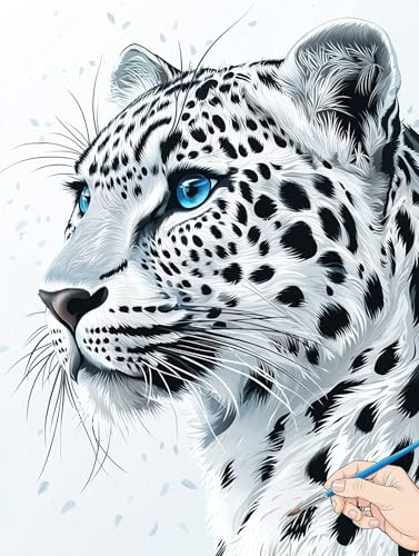 Malen Nach Zahlen Erwachsene Tier Malen Nach Zahlen Leopard DIY Set Ewachsene Paint by Numbers Adult mit Pinseln und Acrylfarbe Handgemalt Ölgemälde Geschenke für Frauen Halloween Deko 70x90cm J-76 von Jaeixouu