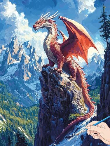 Malen Nach Zahlen Erwachsene Tiere Malen Nach Zahlen Drachen DIY Set Ewachsene Paint by Numbers Adult mit Pinseln und Acrylfarbe Handgemalt Ölgemälde Kit für Geschenke für Frauen Deko 70x90cm A-69 von Jaeixouu