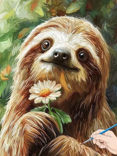 Malen Nach Zahlen Erwachsene Tiere Malen Nach Zahlen Kinder ab 10 Blumen Set Basteln Erwachsene DIY Paint by Numbers Adult Acrylfarbe Ölgemälde Bastelset für Geschenke Deko Wohnzimmer 30x40cm A-90 von Jaeixouu