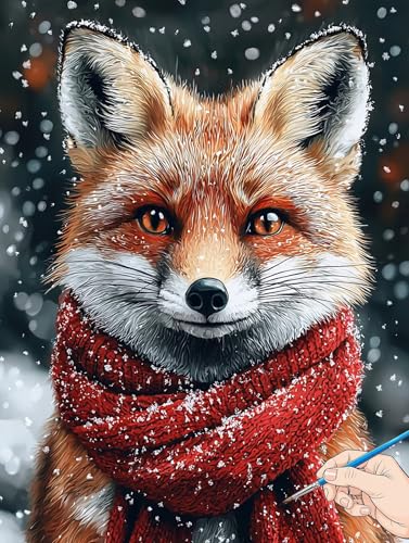 Malen Nach Zahlen Erwachsene Tiere Malen Nach Zahlen Kinder ab 10 Fuchs Set Basteln Erwachsene DIY Paint by Numbers Adult Acrylfarbe Ölgemälde Bastelset für Geschenke Deko Wohnzimmer 70x90cm I-04 von Jaeixouu