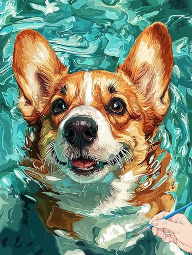 Malen Nach Zahlen Erwachsene Tiere Malen Nach Zahlen Kinder ab 10 Hund Set Basteln Erwachsene Paint by Numbers Adult Acrylfarbe Ölgemälde Bastelset Herbstdeko Geschenke Deko Wohnzimmer 50x70cm H-99 von Jaeixouu