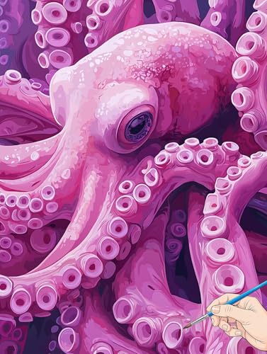 Malen Nach Zahlen Erwachsene Tiere Malen Nach Zahlen Kinder ab 10 Oktopus Set Basteln Erwachsene DIY Paint by Numbers Adult Acrylfarbe Ölgemälde Bastelset für Geschenke Deko Wohnzimmer 60x80cm I-72 von Jaeixouu