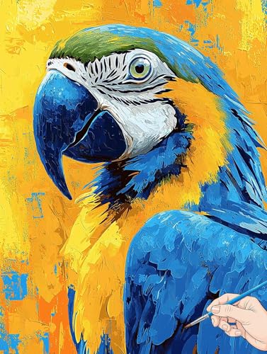 Malen Nach Zahlen Erwachsene Tiere Malen Nach Zahlen Kinder ab 10 Papagei Set Basteln Erwachsene DIY Paint by Numbers Adult Acrylfarbe Ölgemälde Bastelset für Geschenke Deko Wohnzimmer 70x90cm I-02 von Jaeixouu