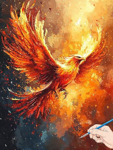 Malen Nach Zahlen Erwachsene Tiere Malen Nach Zahlen Kinder ab 10 Phönix Set Basteln Erwachsene DIY Paint by Numbers Adult Acrylfarbe Ölgemälde Bastelset für Geschenke Deko Wohnzimmer 60x80cm A-86 von Jaeixouu