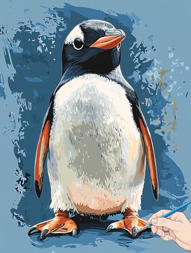 Malen Nach Zahlen Erwachsene Tiere Malen Nach Zahlen Kinder ab 10 Pinguin Set Basteln Erwachsene DIY Paint by Numbers Adult Acrylfarbe Ölgemälde Bastelset für Geschenke Deko Wohnzimmer 40x50cm I-58 von Jaeixouu