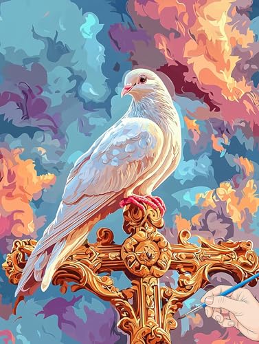 Malen Nach Zahlen Erwachsene Tiere Malen Nach Zahlen Kinder ab 10 Vogel Set Basteln Erwachsene DIY Paint by Numbers Adult Acrylfarbe Ölgemälde Bastelset für Geschenke Deko Wohnzimmer 30x40cm B-81 von Jaeixouu