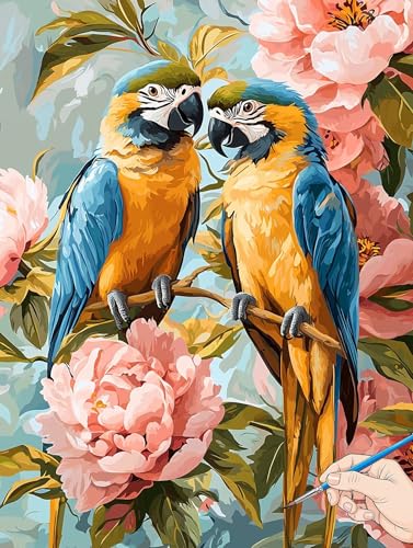 Malen Nach Zahlen Erwachsene Vogel Malen Nach Zahlen Blumen DIY Set Ewachsene Paint by Numbers Adult mit Pinseln und Acrylfarbe Handgemalt Ölgemälde Geschenke für Frauen Halloween Deko 50x70cm I-79 von Jaeixouu