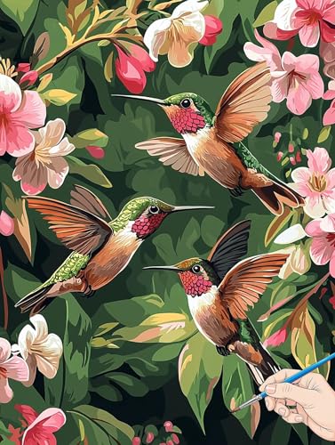 Malen Nach Zahlen Erwachsene Vogel Malen Nach Zahlen Blumen DIY Set Ewachsene Paint by Numbers Adult mit Pinseln und Acrylfarbe Handgemalt Ölgemälde Geschenke für Frauen Halloween Deko 60x80cm B-74 von Jaeixouu