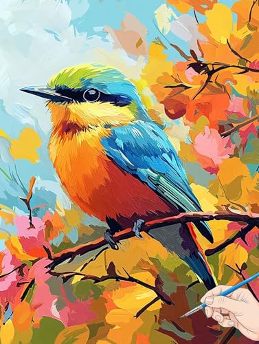 Malen Nach Zahlen Erwachsene Vogel Malen Nach Zahlen Kinder ab 10 Tiere Set Basteln Erwachsene DIY Paint by Numbers Adult Acrylfarbe Ölgemälde Bastelset für Geschenke Deko Wohnzimmer 50x70cm B-31 von Jaeixouu