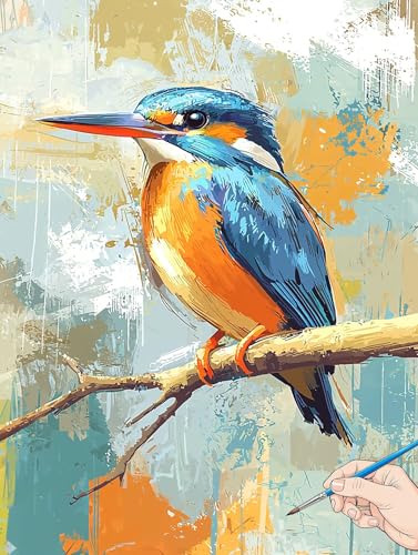 Malen Nach Zahlen Erwachsene Vogel Malen Nach Zahlen Retro DIY Set Ewachsene Paint by Numbers Adult mit Pinseln und Acrylfarbe Handgemalt Ölgemälde Kit Geschenke für Frauen Halloween Deko 60x80cm G-89 von Jaeixouu