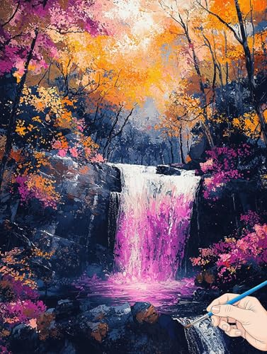 Malen Nach Zahlen Erwachsene Wald Malen Nach Zahlen Kinder ab 10 Fallen Set Basteln Erwachsene DIY Paint by Numbers Adult Acrylfarbe Ölgemälde Bastelset für Geschenke Deko Wohnzimmer 70x90cm G-62 von Jaeixouu