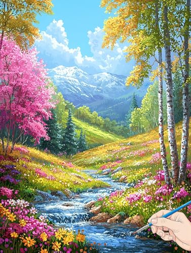 Malen Nach Zahlen Erwachsene Wald Malen Nach Zahlen Pflanzen DIY Set Ewachsene Paint by Numbers Adult mit Pinseln und Acrylfarbe Handgemalt Ölgemälde Kit für Geschenke für Frauen Deko 30x40cm H-22 von Jaeixouu