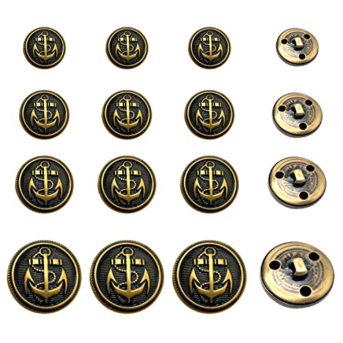 40-teiliges Metall-Blazer-Knopf-Set, Kupferknöpfe, Vintage-Stil, Blazer, Mantelknöpfe (bronzefarben) von Jagowa
