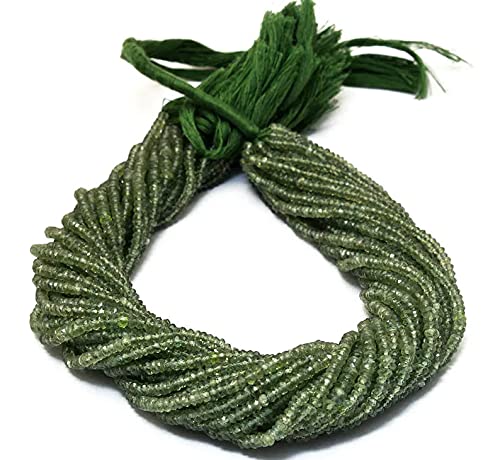 Apatit Edelstein 3mm-4mm Rondelle Facettierte Perlen | 13" Strang | Natürliche grüne Apatit Halbedelsteinperlen für Schmuck | AAA+ Qualität von Jaipur Gems Mart