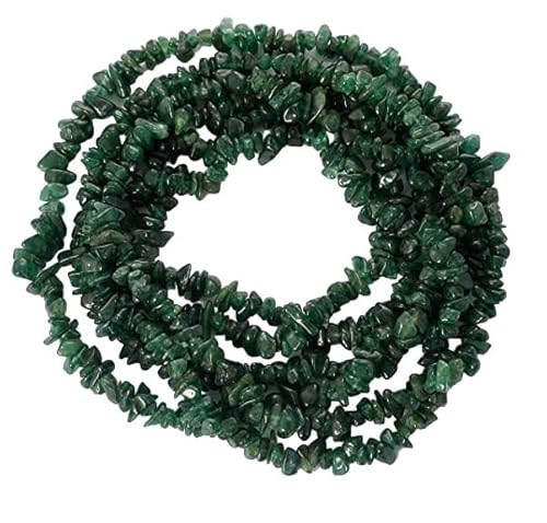 Jaipur Gems Mart 1 Line Beads 34 "3-4mm Dark Green Color Natural Indian Aventurine Jade Uncut Chips Nugget Chips/Freeform Beads Making Gemstone Indian Jade Beads Jewelry Bracelet von Jaipur Gems Mart