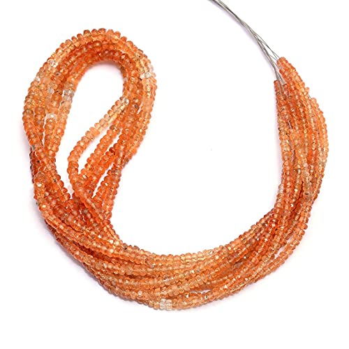 Jaipur Gems Mart AAA+ Imperial Topas Edelstein 3,5 mm-4,5 mm Facettierte Rondell | Natürliches Gold Imperial Topas Edelstein Handgeschliffene Perlen | 18-Zoll-Strang von Jaipur Gems Mart