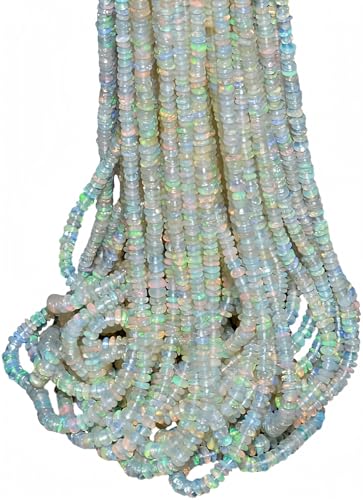 Jaipur Gems Mart AAA + äthiopischer Welo Opal Feuer Edelstein 2mm-3mm Glatte Rondelle Perlen | Natürliche äthiopische Opal Edelstein Glatte Rondelle Perlen | 16 Zoll Strand von Jaipur Gems Mart