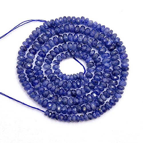 Jaipur Gems Mart Blauer Saphir Edelstein 3mm facettierte Rondelle handgeschliffene Perlen | 16-Zoll-Strang | Natürlicher Blauer Saphir Edelstein facettierte lose Perlen von Jaipur Gems Mart