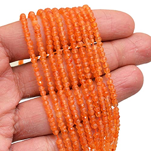 Jaipur Gems Mart Karneol Edelstein Rondelle 3mm-4mm Facettierte Perlen | 13-Zoll-Strang | Natürlicher orange facettierter Karneol Halbedelstein | Großhandelspreis von Jaipur Gems Mart