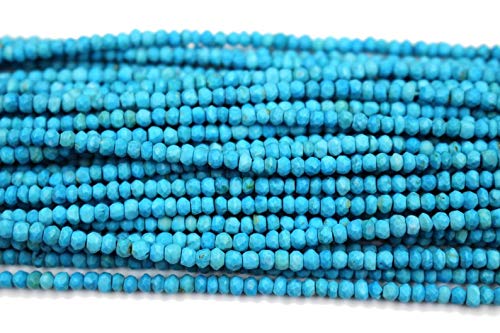 Jaipur Gems Mart Türkis facettierte Rondelle, Blau Türkis Rondelle Korn, 3mm facettierte Korn-Strang 13? Edelstein-Edelstein-Korn, Korn Israel Cut AAA ++ von Jaipur Gems Mart