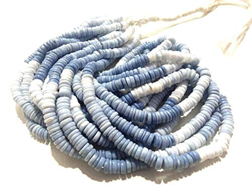 Natürliche glatte Shaded Blue Opal Reifen / Heishi Form Edelstein Perlen | 4-5 mm Plain Rondelle Perlen für Schmuckherstellung | 16" Strand | loses Korn | AAA Qualität | Radform | Washer Beads von Jaipur Gems Mart