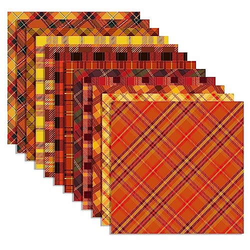 24 Blatt Thanksgiving Plaid Pattern Pad 30 x 30 cm Thanksgiving Scrapbook Papierblock Herbst Büffel Plaids gemustert doppelseitiges Kartonpapier für Festival DIY Kartenherstellung Origami von Jajajuegos