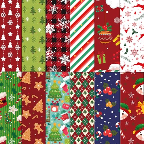 24 Blatt Weihnachts-Scrapbook-Papier, 30 x 30 cm, Weihnachtsmuster-Papier, Schneeflocken, Süßigkeiten, Rot, Grün, gemustert, doppelseitig, Scrapbook-Papier für Scrapbooking, DIY, dekoratives Fotoalbum von Jajajuegos