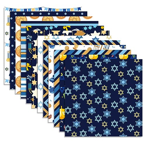 Hanukkah-Musterblock, Hanukkah-Muster, 30 x 30 cm, Hanukkah, Menora, Davidstern, Kerzen, gemustert, doppelseitiges Kartonpapier für selbstgemachte Kartenherstellung, Origami, 24 Blatt von Jajajuegos