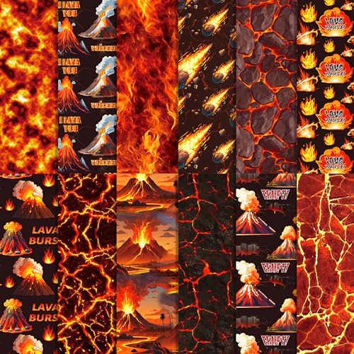 Lava-Texturmuster-Papier, 30,5 x 30,5 cm, Vulkan-Textur, doppelseitig, für Kartenherstellung, Origami, DIY-Projekte (12 Designs), 24 Blatt von Jajajuegos