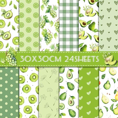 Scrapbook-Papier mit grünen Früchten, 30,5 x 30,5 cm, für Kartenherstellung, Origami, DIY, 24 Blatt von Jajajuegos