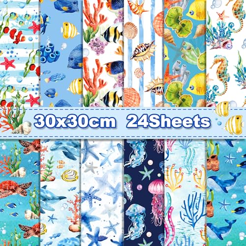 Underwater world Scrapbook-Papier, 30,5 x 30,5 cm, für Kartenherstellung, Origami, DIY, 24 Blatt von Jajajuegos