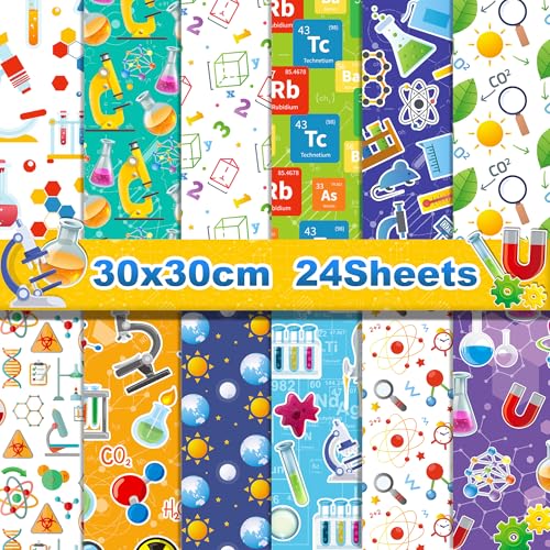 Wissenschaftler-Scrapbook-Papier, 30,5 x 30,5 cm, für Kartenherstellung, Origami, DIY, 24 Blatt von Jajajuegos