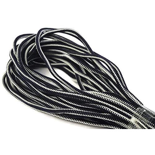 Jajasio 10 m Gummikordel 3mm, Elastische Kordel Auswahl aus 37 Farben Gummischnur Elastische Kordel/Farbe: 24 - schwarz/weiss von Jajasio