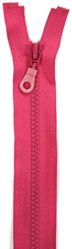 Jajasio 2 Reißverschlüsse mit Zähnchen teilbar, 55 cm lang Reißverschluss Kunststoff für Jacken/Farbe: 13 - himbeere von Jajasio