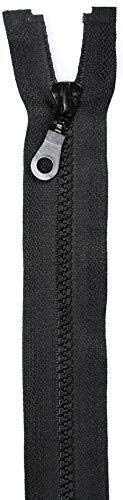 Jajasio 2 STK. Reißverschlüsse Grob Kunststoff 5mm teilbar in 25 Farben Grober Reißverschluss für Jacken Taschen schwarz 70cm von Jajasio
