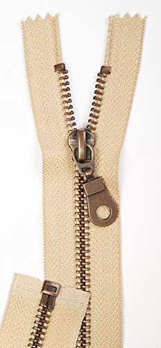 Jajasio 2 STK. Reißverschluss Metall Altmessing Teilbar in 13 Farben beige 30cm Metallreißverschluss für Jacken Mantel von Jajasio