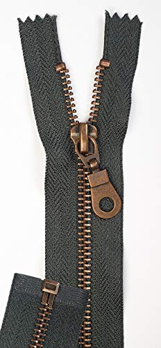 Jajasio 2 STK. Reißverschluss Metall Altmessing Teilbar in 13 Farben dunkelgrau 70cm Metallreißverschluss für Jacken Mantel von Jajasio