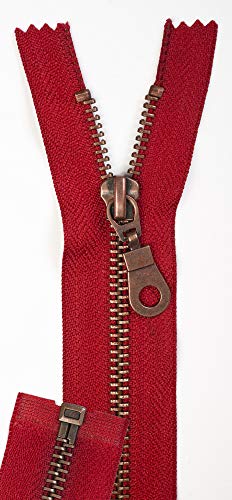 Jajasio 2 STK. Reißverschluss Metall Altmessing Teilbar in 13 Farben rot 70cm Metallreißverschluss für Jacken Mantel von Jajasio