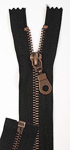 Jajasio 2 STK. Reißverschluss Metall Altmessing Teilbar in 13 Farben schwarz 70cm Metallreißverschluss für Jacken Mantel von Jajasio