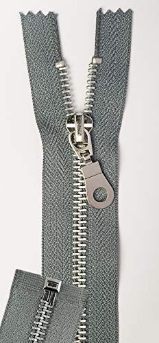 Jajasio 2 STK. Reißverschluss Metall Aluminium Teilbar in 13 Farben Mittelgrau 35cm Metallreißverschluss für Jacken Mantel von Jajasio