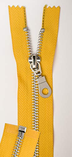 Jajasio 2 STK. Reißverschluss Metall Aluminium Teilbar in 13 Farben gelb 45cm Metallreißverschluss für Jacken Mantel von Jajasio