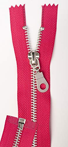 Jajasio 2 STK. Reißverschluss Metall Aluminium Teilbar in 13 Farben pink 70cm Metallreißverschluss für Jacken Mantel von Jajasio