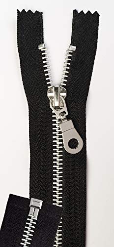 Jajasio 2 STK. Reißverschluss Metall Aluminium Teilbar in 13 Farben schwarz 35cm Metallreißverschluss für Jacken Mantel von Jajasio