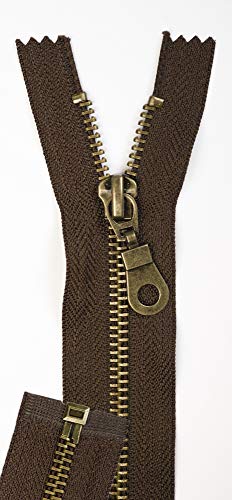 Jajasio 2 STK. Reißverschluss Metall Messing Teilbar in 13 Farben braun 45cm Metallreißverschluss für Jacken Mantel von Jajasio