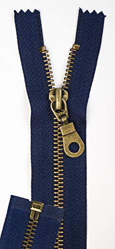 Jajasio 2 STK. Reißverschluss Metall Messing Teilbar in 13 Farben dunkelblau 55cm Metallreißverschluss für Jacken Mantel von Jajasio