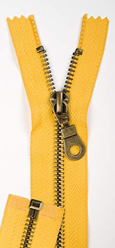 Jajasio 2 STK. Reißverschluss Metall Messing Teilbar in 13 Farben gelb 80cm Metallreißverschluss für Jacken Mantel von Jajasio