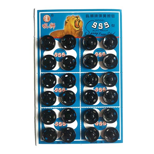 Jajasio 24 Metall Druckknöpfe zum Annähen, Größe 14mm #6 schwarz, Metallknöpfe für Kleidenstücke, Jacke und Taschen von Jajasio