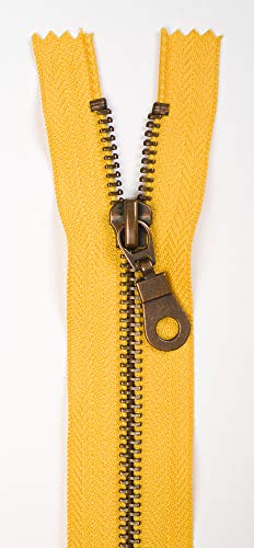 Jajasio 3 STK. Reißverschluss Metall Altmessing Nicht teilbar in 13 Farben gelb 16cm Metallreißverschluss für Jacken Taschen Hose Geldböre Jeans von Jajasio