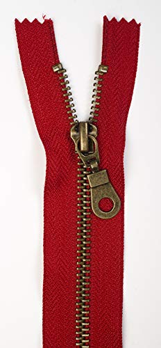 Jajasio 3 STK. Reißverschluss Metall Messing Nicht teilbar in 13 Farben rot 14cm Metallreißverschluss für Jacken Taschen Hose Geldböre Jeans von Jajasio